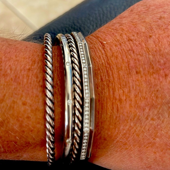 David Yurman Stax Five Row Cuff Bracelet with Pave Diamonds - Picture 4 of 8